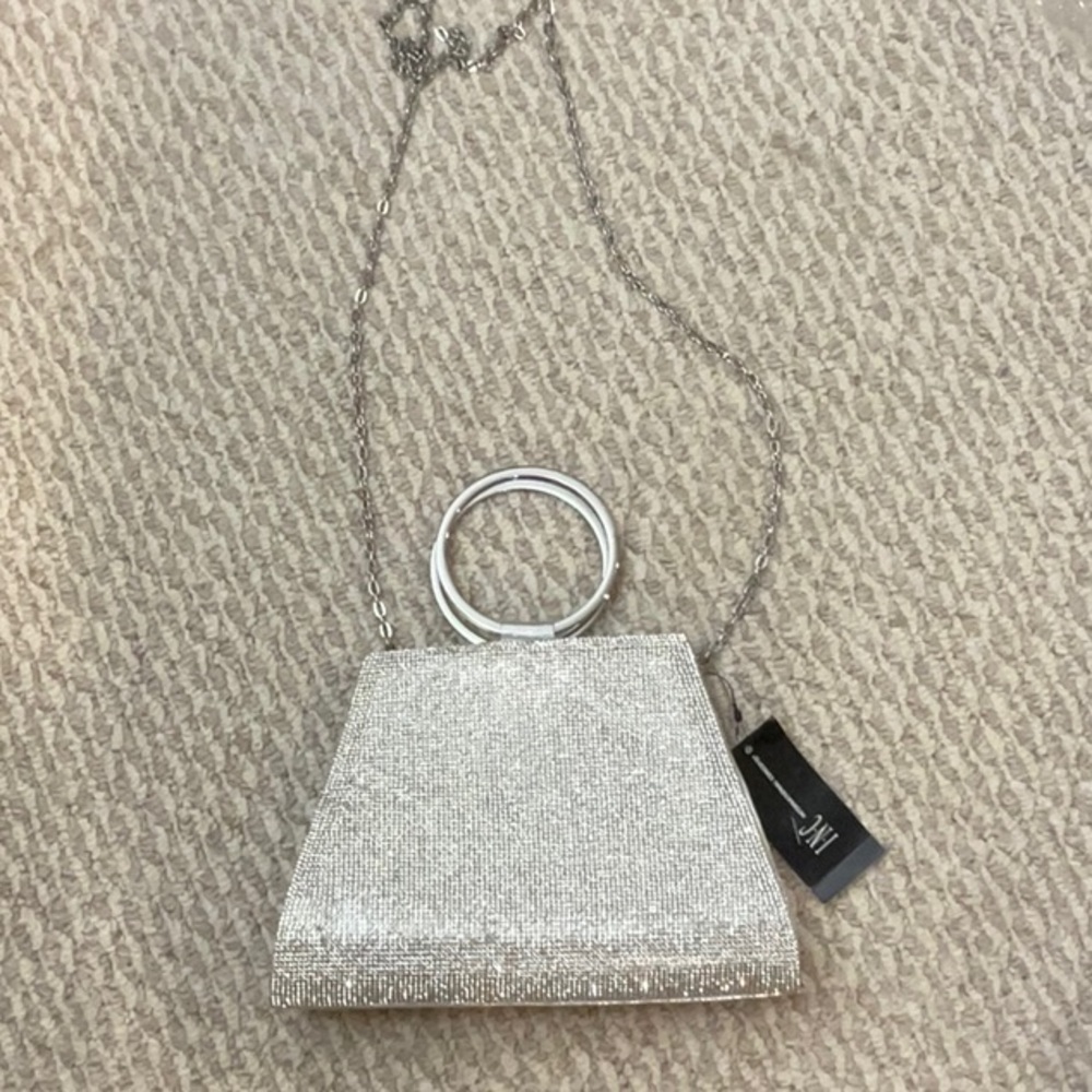 INC International Concepts Silver Clutch with Chain